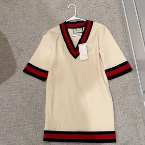Gucci Beige Dress with Red and Black Trim